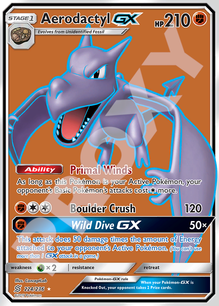 Aerodactyl GX 224 – Hidden Fates | The Proxy Lab