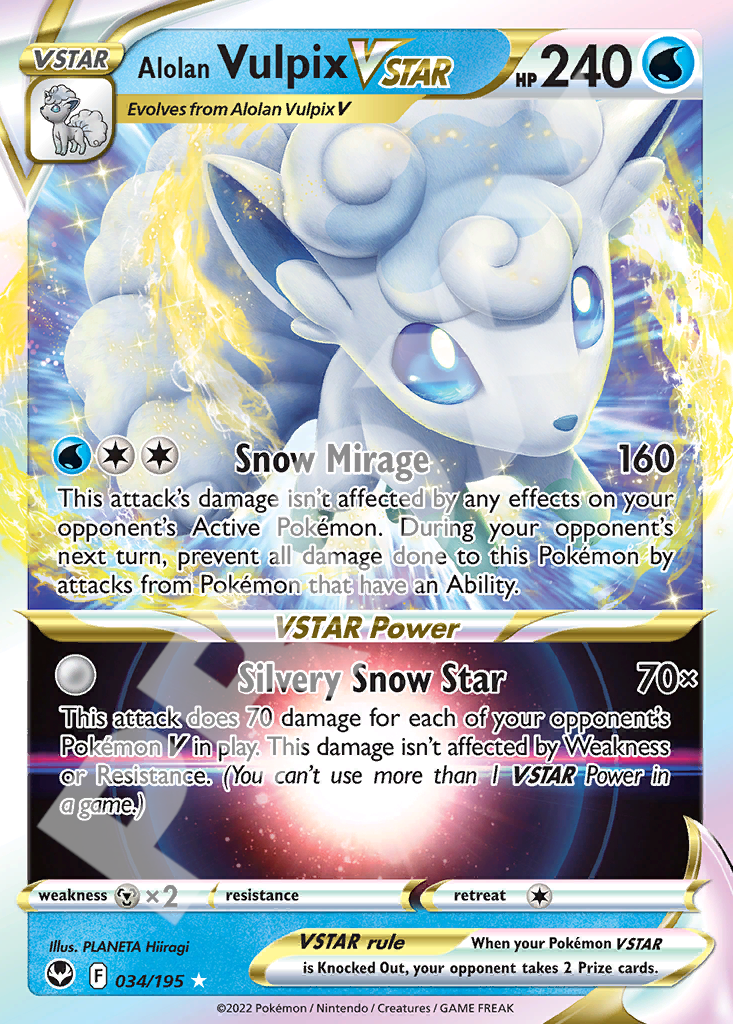 Alohan Vulpix VSTAR 034 – Silver Tempest | The Proxy Lab