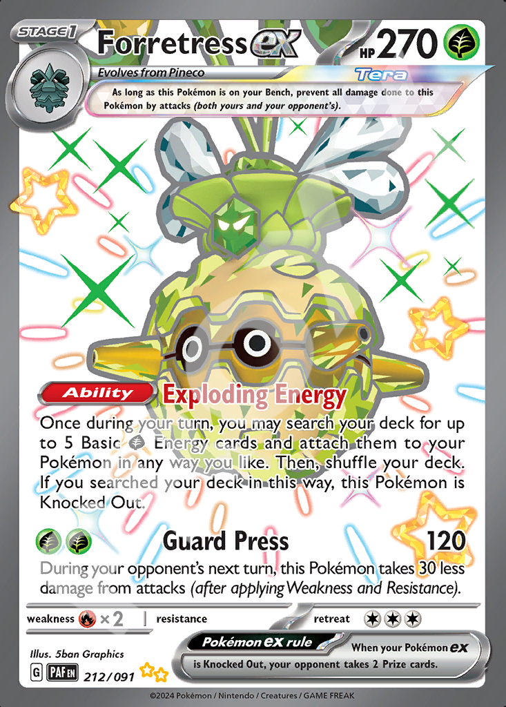 Forretress EX 212 – Paldean Fates | The Proxy Lab