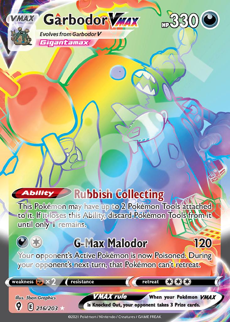 Garbodor VMAX 216 – Evolving Skies | The Proxy Lab