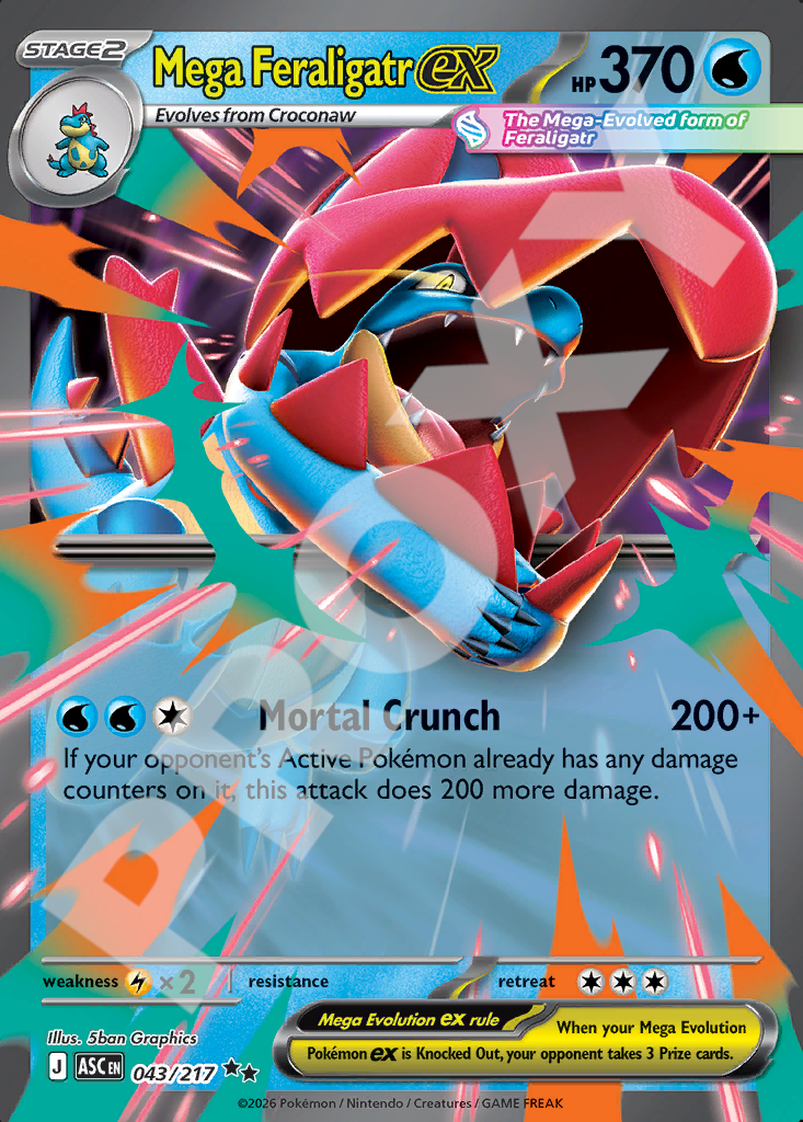 Mega Feraligatr EX 043 – Ascended Heroes | The Proxy Lab