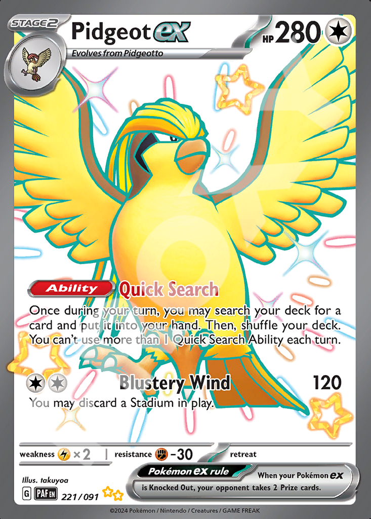 Pidgeot EX 221 – Paldean Fates | The Proxy Lab