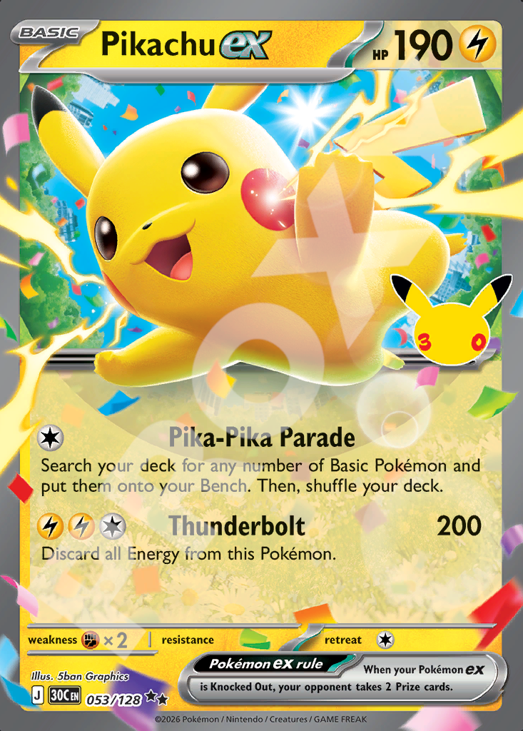 Pikachu ex 053 – 30th Celebration | The Proxy Lab