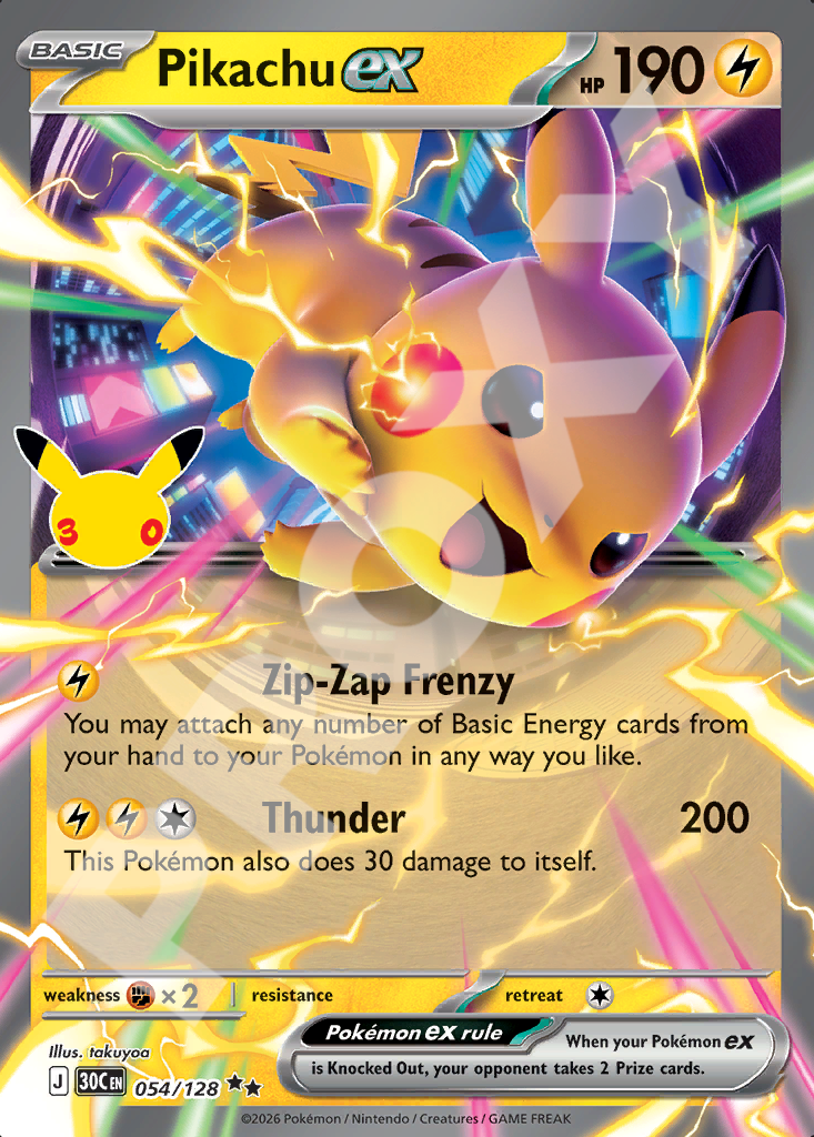 Pikachu ex 054 – 30th Celebration | The Proxy Lab