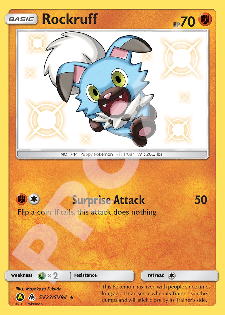 Rockruff 5V23 092 – Hidden Fates | The Proxy Lab