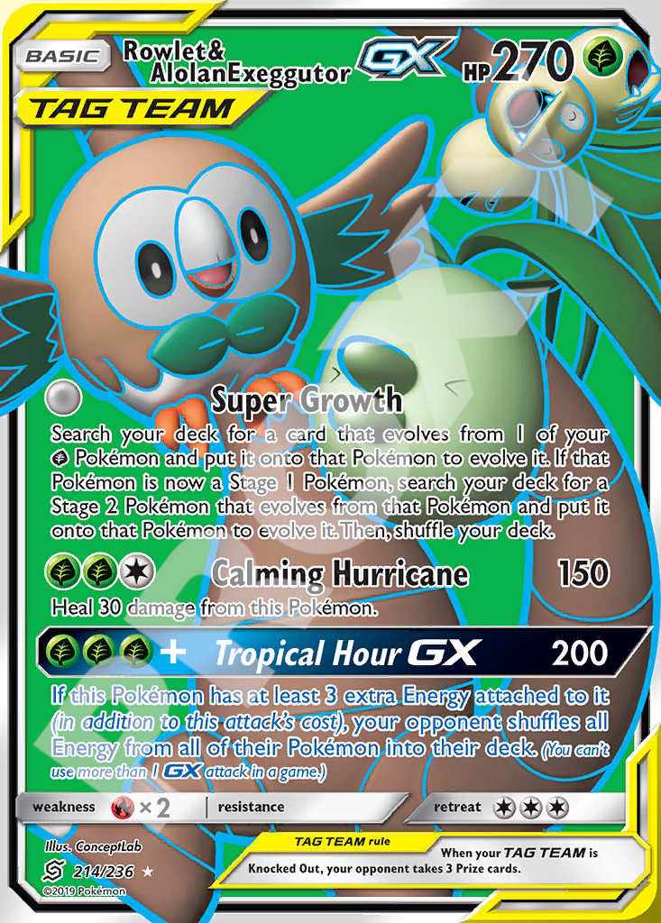 Rowlet&AlolanExeggutor GX 214 – Hidden Fates | The Proxy Lab