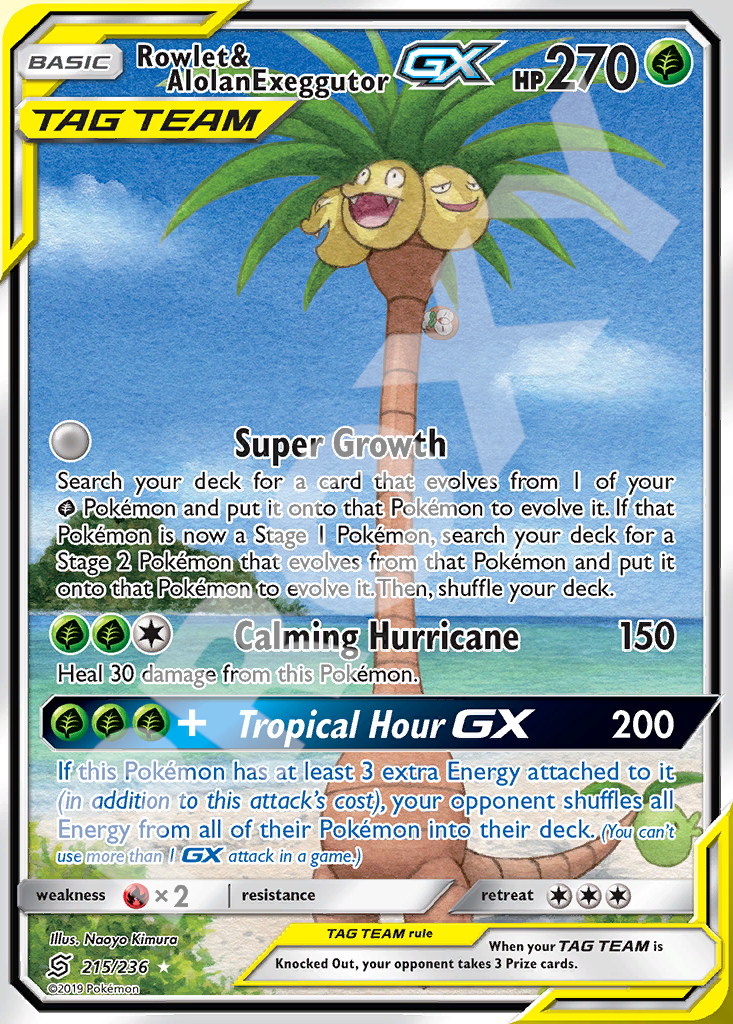 Rowlet&AlolanExeggutor GX 215 – Hidden Fates | The Proxy Lab
