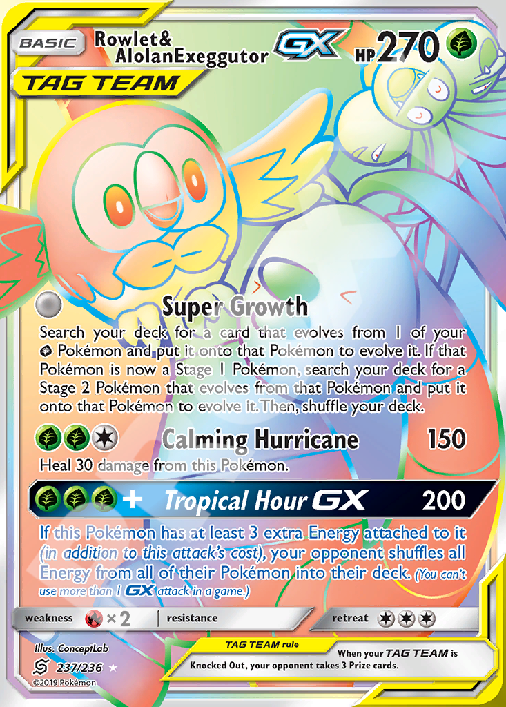 Rowlet&AlolanExeggutor GX 237 – Hidden Fates | The Proxy Lab