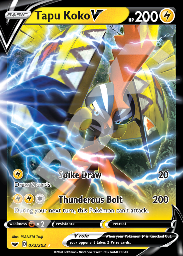 Tapu Koko V 072 – Sword & Shield | The Proxy Lab