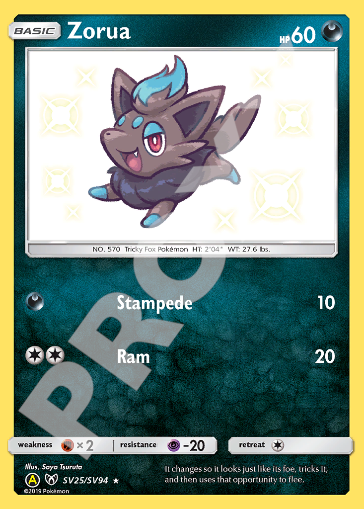 Zorua SV25 094 – Hidden Fates | The Proxy Lab