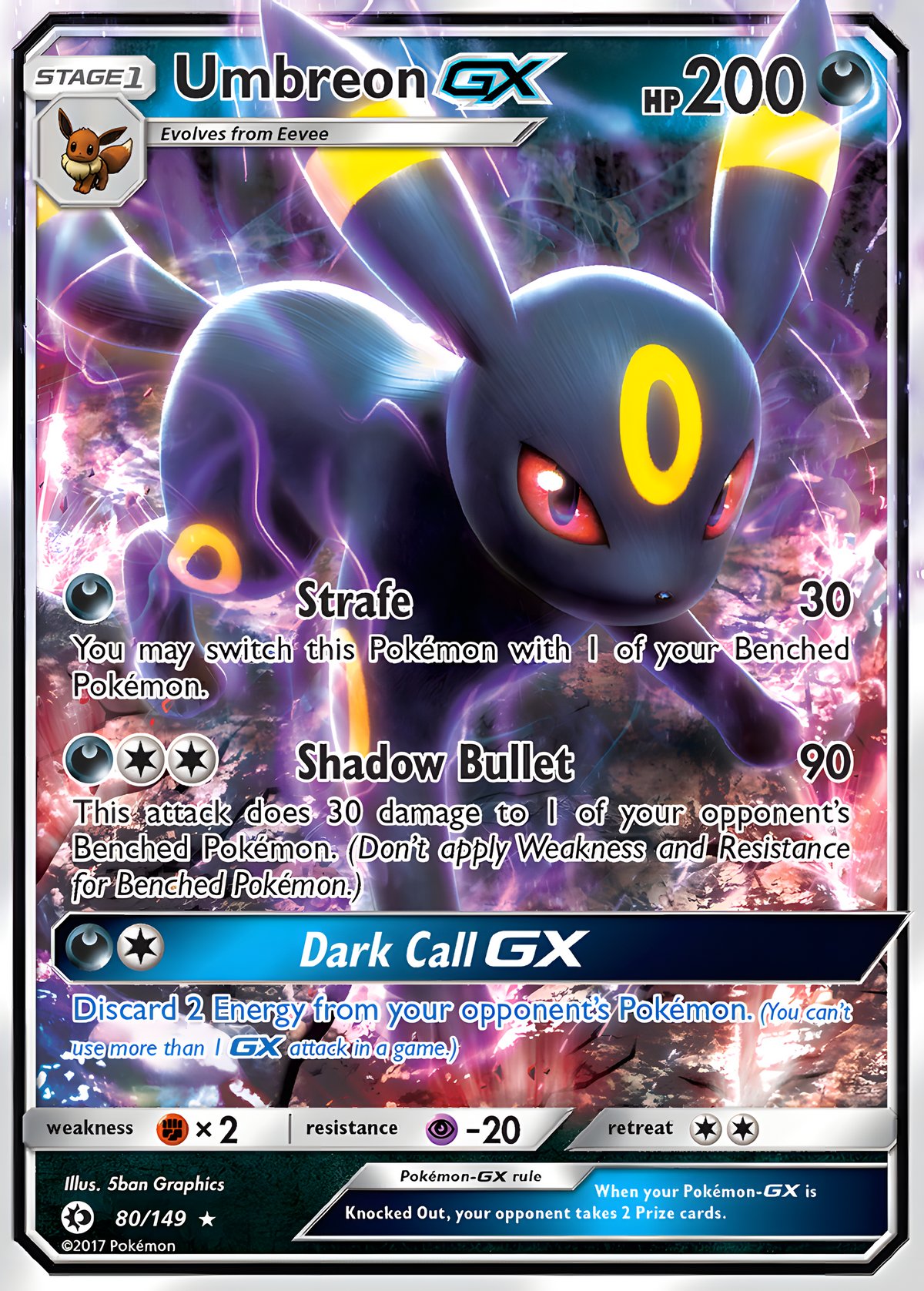 Sol y Luna | Conjunto Base | Umbreon GX 80